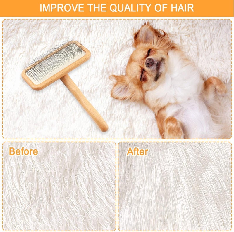 Astfys Carpet Rake Sheepskin Wool Brush and Sheepskin Brush Cleaner Comb, More Suitable for Pile Carpets/Rugs, for Carding Fur, Restore Carpets Softness and Texture (Wood, 2PCS(Big+ Small) - Image 5